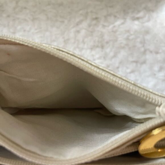 Gold Nylon Crossbody bag with Gold Brass Elephant Attachment & Crystal Eyes - Picture 9 of 11